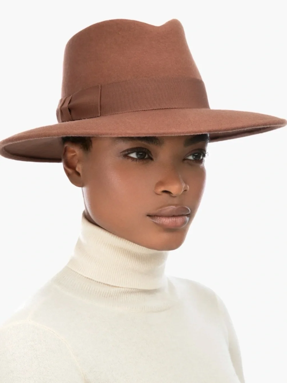 Eric Javits Wide-Brim Wool Fedora Hat in Russet - Picture 2 of 10